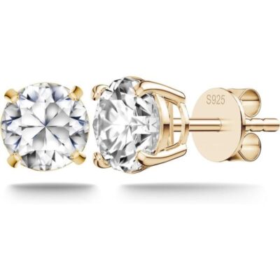 Moissanite Stud Earrings (14k yellow gold 1ct)